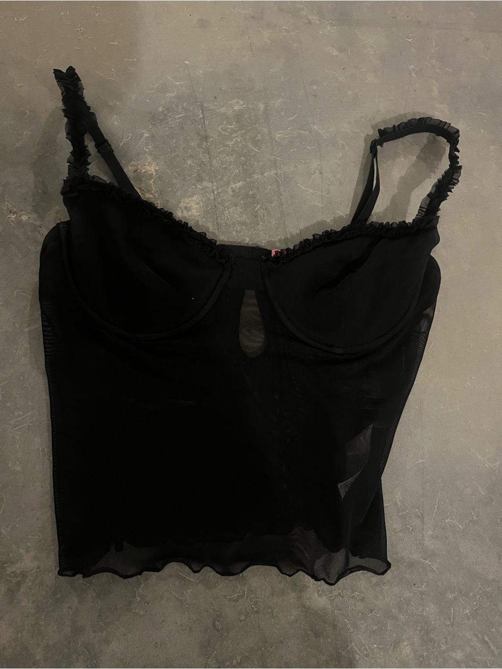 Edikted Black Sheer Mesh Bustier Bandeau Top